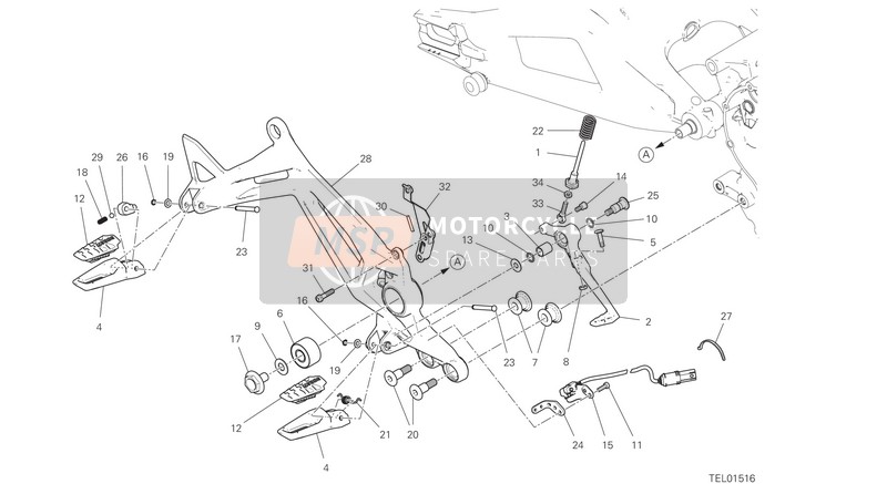 8301L181AA, Bracket, Rear Master Cylinder, Ducati, 0