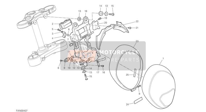8301L081A, Headlight Adjustment Guide Fixing, Ducati, 0