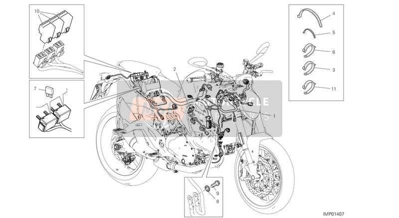 Ducati MONSTER 2021 Sistema elettrico del veicolo per un 2021 Ducati MONSTER