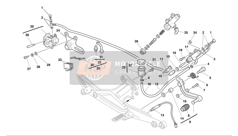 Ducati MONSTER 400 Eu 2002 Freno posteriore per un 2002 Ducati MONSTER 400 Eu