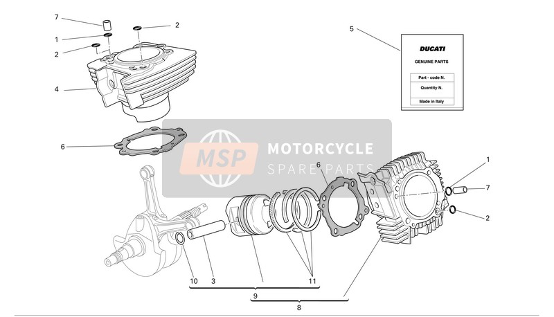 78610951A, Pakking, Cilinder, Ducati, 1