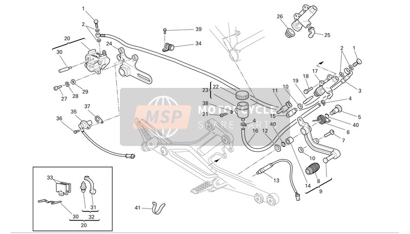 Ducati MONSTER 400 USA-CANADA 2005 Frein arriere pour un 2005 Ducati MONSTER 400 USA-CANADA