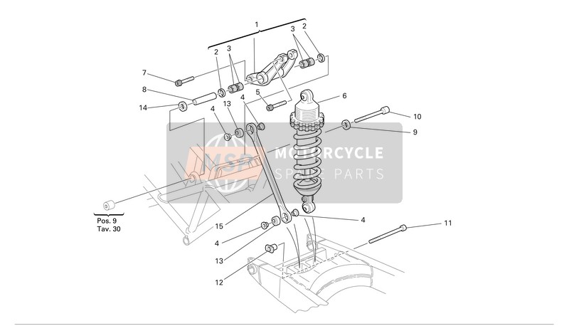 Ducati MONSTER 400 USA-CANADA 2005 Suspensión trasera para un 2005 Ducati MONSTER 400 USA-CANADA