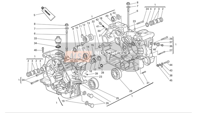 22521531A, Complete HALF-CRANKCASES Pair, Ducati, 0