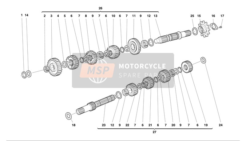 Ducati MONSTER 620 Eu 2002 Engranaje-Caja para un 2002 Ducati MONSTER 620 Eu