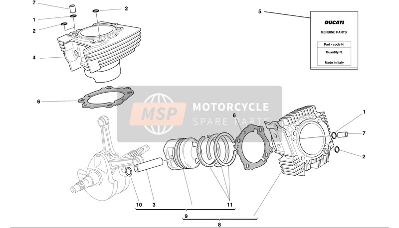 Ducati MONSTER 620 Eu 2002 Cilindri - Pistoni per un 2002 Ducati MONSTER 620 Eu