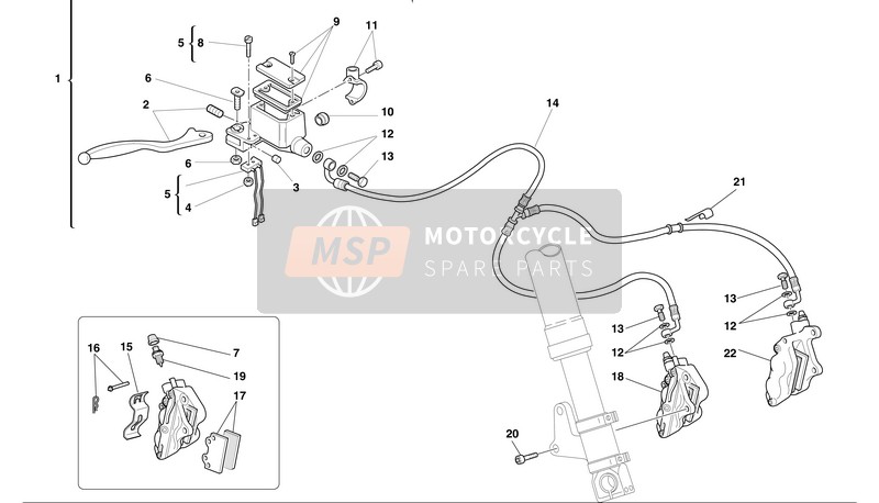 61040122B, Rechtsvorderbremszange, Ducati, 0