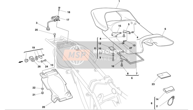 Ducati MONSTER 620 Eu 2002 Seat for a 2002 Ducati MONSTER 620 Eu