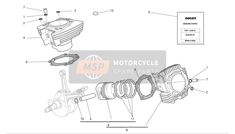 Ducati MONSTER 620 Eu 2005 Cylindres - Pistons pour un 2005 Ducati MONSTER 620 Eu