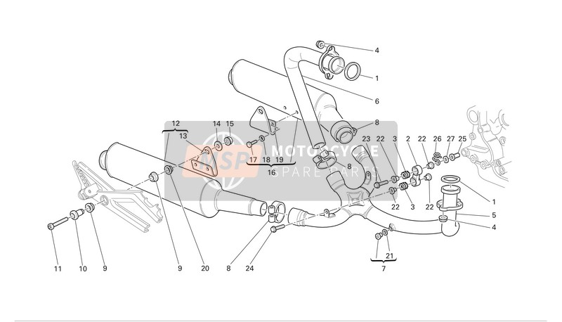 Ducati MONSTER 620 I.E. Eu 2004 Exhaust System for a 2004 Ducati MONSTER 620 I.E. Eu