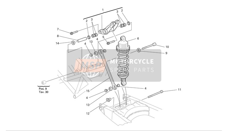 Ducati MONSTER 620 I.E. Eu 2004 Sospensione posteriore per un 2004 Ducati MONSTER 620 I.E. Eu