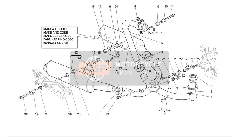 Ducati MONSTER 620 I.E. Usa 2004 Impianto di scarico per un 2004 Ducati MONSTER 620 I.E. Usa