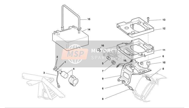 Ducati MONSTER 620 Usa 2002 Supporto per scatola batteria per un 2002 Ducati MONSTER 620 Usa