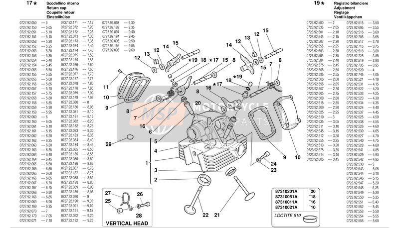 Ducati MONSTER 620 Usa 2002 Cabeza vertical para un 2002 Ducati MONSTER 620 Usa