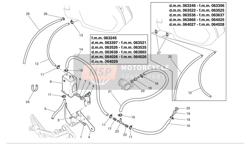 Ducati MONSTER 620 Usa 2005 Bus voor verdampingsemissies voor een 2005 Ducati MONSTER 620 Usa