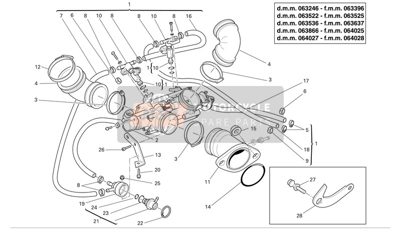 Ducati MONSTER 620 Usa 2005 Colectores de admisión 1 para un 2005 Ducati MONSTER 620 Usa