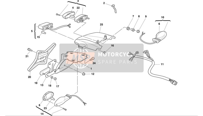 Ducati MONSTER 620S I.E. Eu 2003 PLATTENHALTER - RÜCKLICHT für ein 2003 Ducati MONSTER 620S I.E. Eu