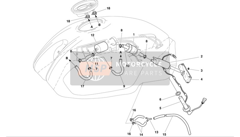 Ducati MONSTER 620S I.E. Eu 2003 Kraftstoffsystem für ein 2003 Ducati MONSTER 620S I.E. Eu