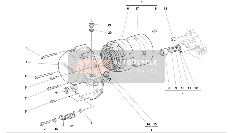 Ducati MONSTER 620S Usa 2002 Couvercle d'embrayage pour un 2002 Ducati MONSTER 620S Usa