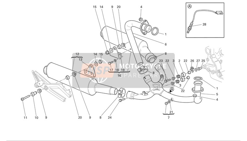 57012521A, Horizontal Exhaust Pipe, Ducati, 0