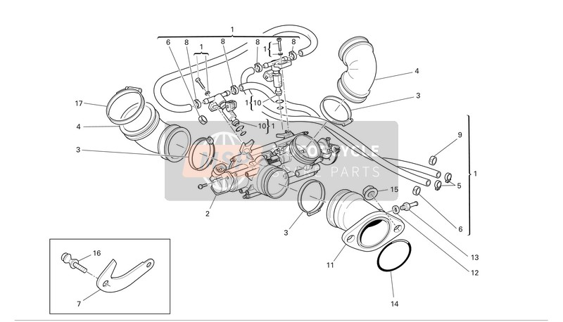 Ducati MONSTER 695 Usa 2007 Colectores de admisión para un 2007 Ducati MONSTER 695 Usa