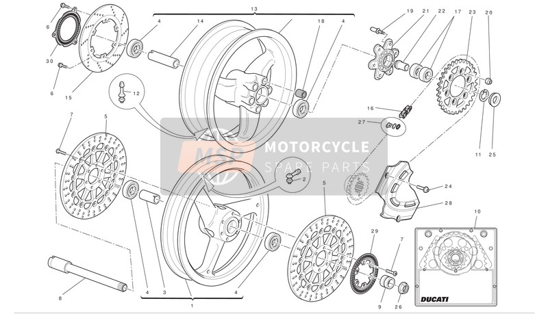 Ducati MONSTER 696 ABS EU 2012 Roues avant et arrière pour un 2012 Ducati MONSTER 696 ABS EU