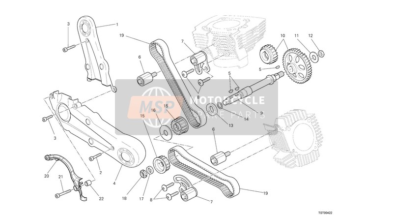 Ducati MONSTER 696 ABS EU 2013 Distributieriem voor een 2013 Ducati MONSTER 696 ABS EU