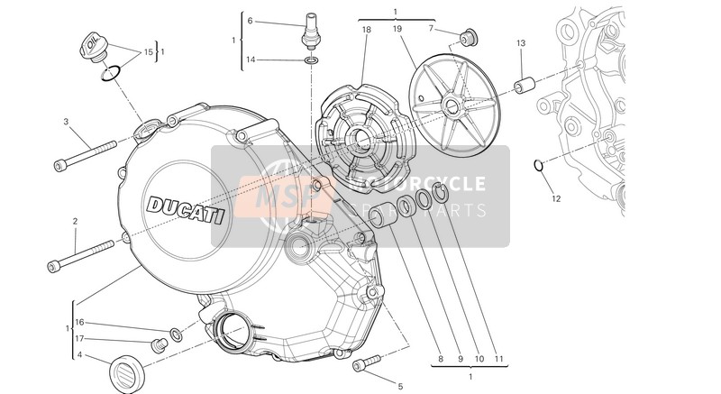 Ducati MONSTER 696 ABS EU 2014 Tapa del embrague para un 2014 Ducati MONSTER 696 ABS EU