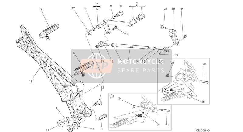 Ducati MONSTER 696 ABS EU 2014 Footrests, Left for a 2014 Ducati MONSTER 696 ABS EU