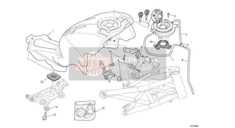 Ducati MONSTER 696 ABS EU 2014 Depósito de combustible para un 2014 Ducati MONSTER 696 ABS EU