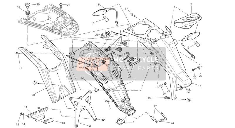 Ducati MONSTER 696 ABS EU 2014 Luz de la cola AUS para un 2014 Ducati MONSTER 696 ABS EU