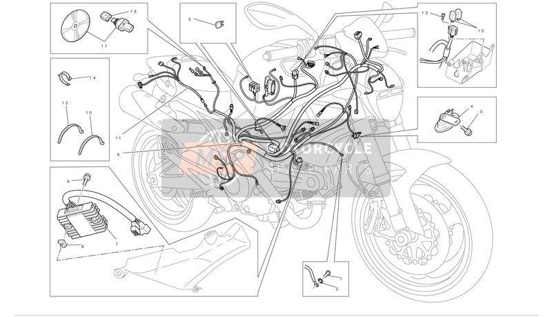 Ducati MONSTER 696 ABS Usa 2012 Sistema eléctrico para un 2012 Ducati MONSTER 696 ABS Usa