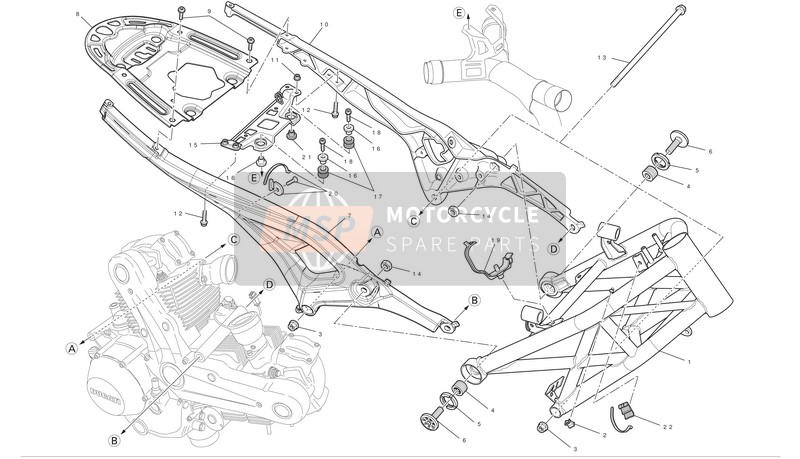 Ducati MONSTER 696 ABS Usa 2012 Frame for a 2012 Ducati MONSTER 696 ABS Usa