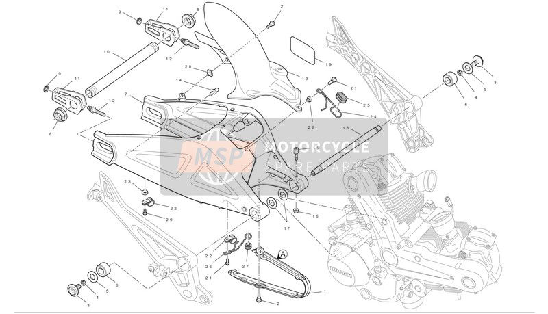 Ducati MONSTER 696 ABS Usa 2012 Swing Arm And Drive Chain for a 2012 Ducati MONSTER 696 ABS Usa