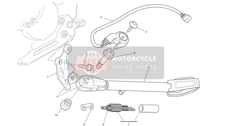 Ducati MONSTER 696 ABS Usa 2014 Cavalletto laterale per un 2014 Ducati MONSTER 696 ABS Usa