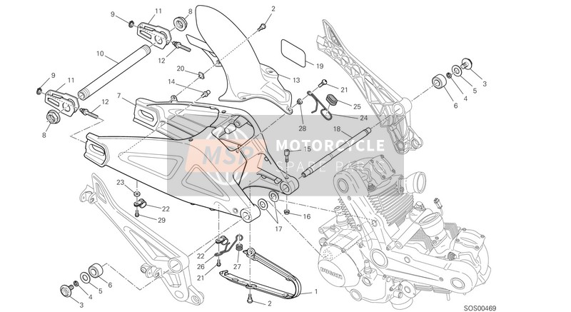 Ducati MONSTER 696 ABS Usa 2014 Bras oscillant pour un 2014 Ducati MONSTER 696 ABS Usa