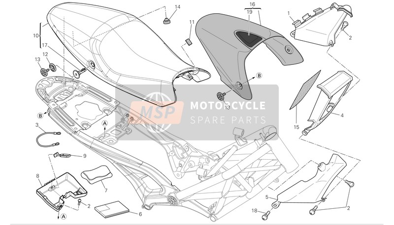 59510981AK, Couvercle Selle, Ducati, 0