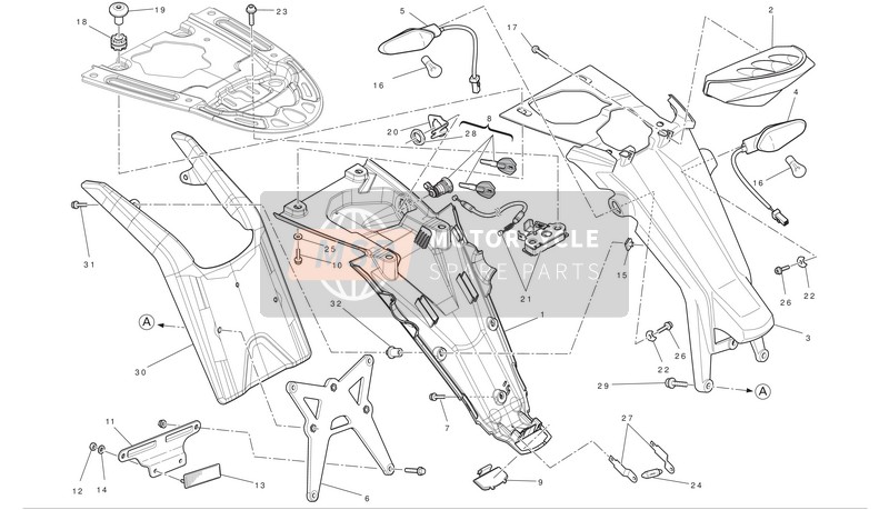 Ducati MONSTER 696 Eu 2010 Support de plaque d'immatriculation - Queue 1 pour un 2010 Ducati MONSTER 696 Eu