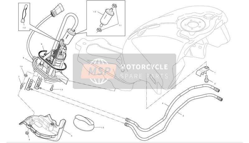 Ducati MONSTER 696 Usa 2010 Sistema di alimentazione carburante per un 2010 Ducati MONSTER 696 Usa