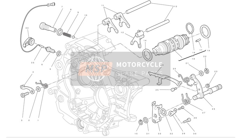 Ducati MONSTER 696 Usa 2010 Schalthebelsteuerung für ein 2010 Ducati MONSTER 696 Usa