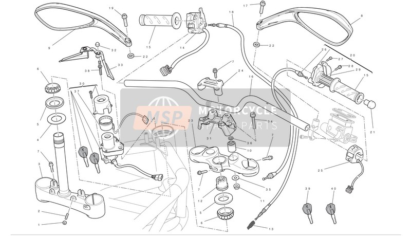 Ducati MONSTER 696 Usa 2010 Handlebar And Controls for a 2010 Ducati MONSTER 696 Usa