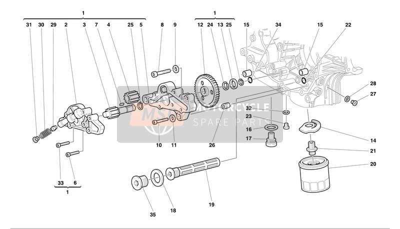 Ducati MONSTER 750 Eu 2001 Filters en oliepomp voor een 2001 Ducati MONSTER 750 Eu