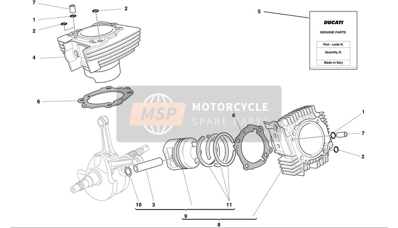 12020415B, Groupe Cylindre HORIZONTAL- Piston, Ducati, 0