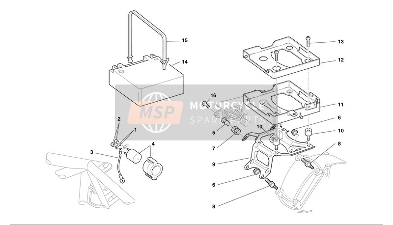 Ducati MONSTER 750 Eu 2002 Supporto per scatola batteria per un 2002 Ducati MONSTER 750 Eu