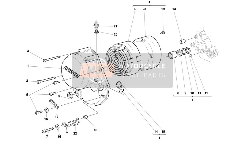 Ducati MONSTER 750 Usa 2001 Tapa del embrague para un 2001 Ducati MONSTER 750 Usa