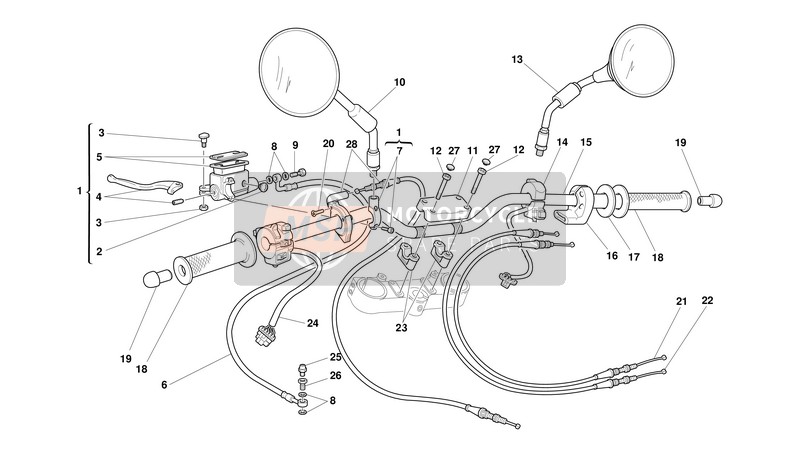 Ducati MONSTER 750 Usa 2001 Mezzo manubrio per un 2001 Ducati MONSTER 750 Usa