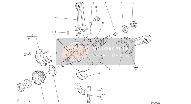14621923AR, Crankshaft + Dowel - Spare Parts, Ducati, 0