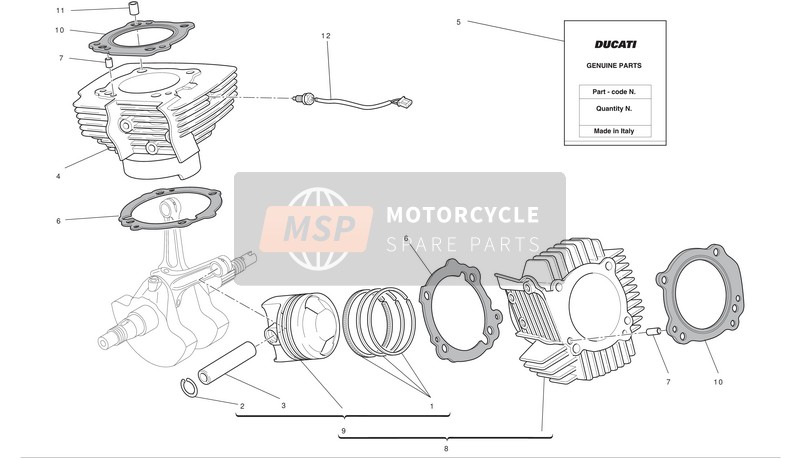78611241A, Joint Cylindre Carter, Ducati, 0