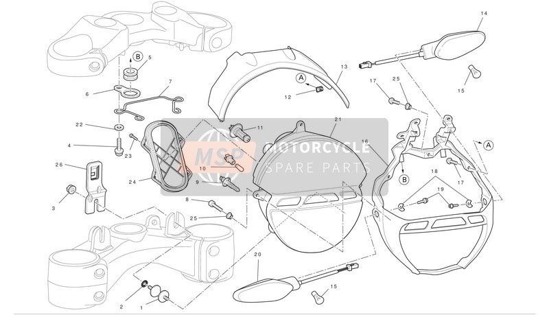 Ducati MONSTER 796 ABS Eu 2012 Koplamp voor een 2012 Ducati MONSTER 796 ABS Eu