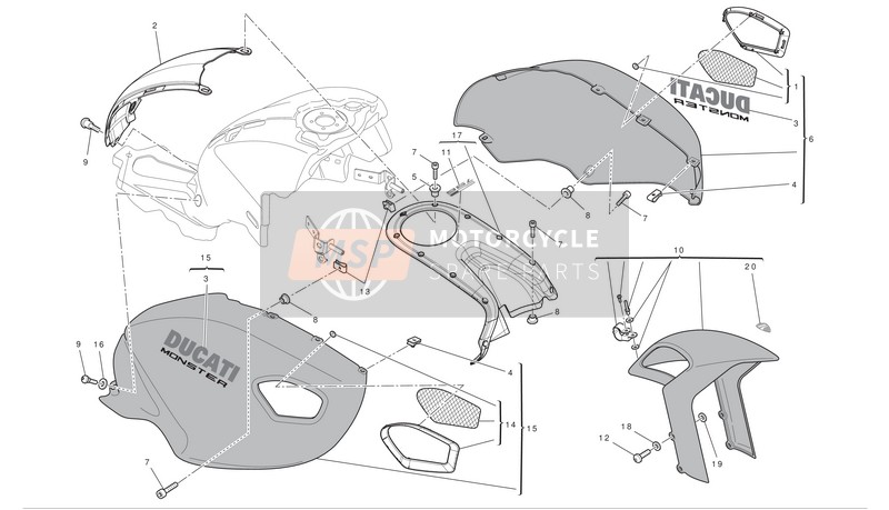 48012591CV, Fairing, Rh, Ducati, 0